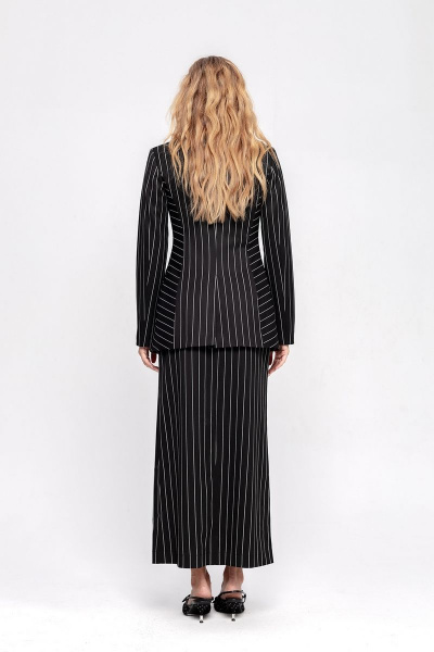 Костюм-двойка из в полоску из текстиля и приталенной юбкой PiRS 4731 черный - фото 7