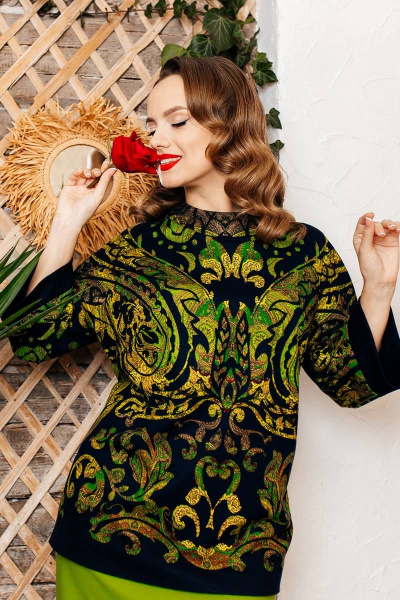 Блуза, юбка Мода Юрс 2805-1 салатовый_узор - фото 4