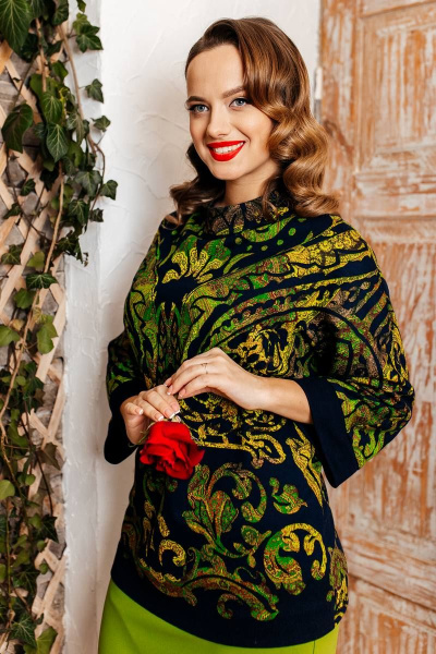 Блуза, юбка Мода Юрс 2805-1 салатовый_узор - фото 3