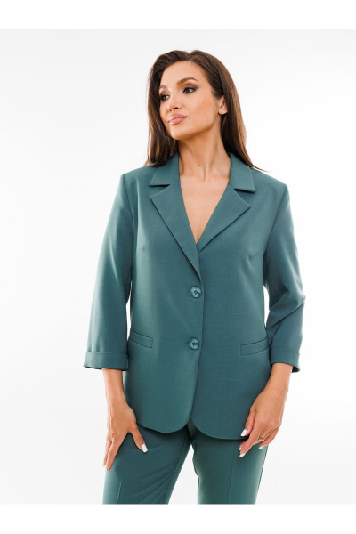 Костюм из жакета полуприлегающего силуэта и зауженных брюк SandyNa 130561 морская волна - фото 5