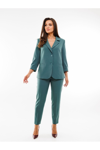 Костюм из жакета полуприлегающего силуэта и зауженных брюк SandyNa 130561 морская волна - фото 1