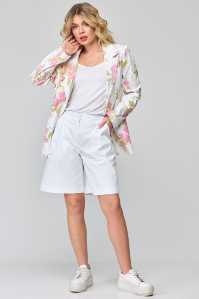 Шорты из хлопкового джинса с высоким поясом и складками Angelina & Сompany 833 - фото 7