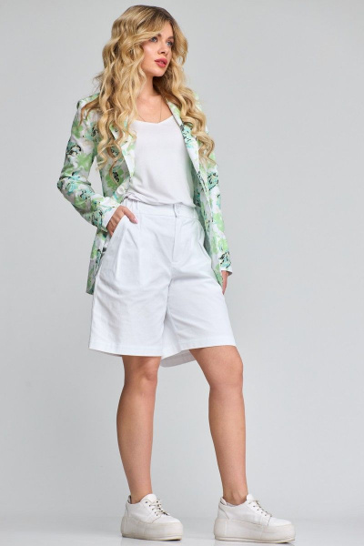 Шорты из хлопкового джинса с высоким поясом и складками Angelina & Сompany 833 - фото 5