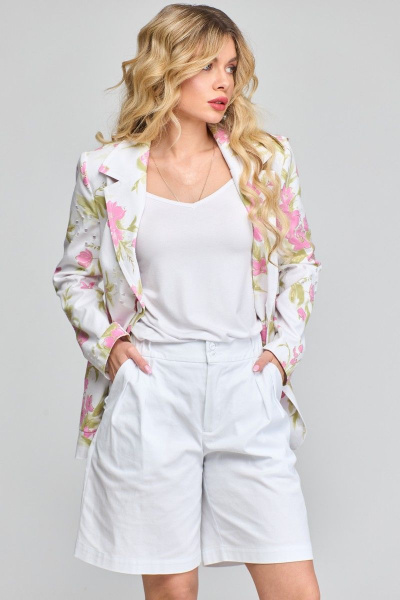 Шорты из хлопкового джинса с высоким поясом и складками Angelina & Сompany 833 - фото 3