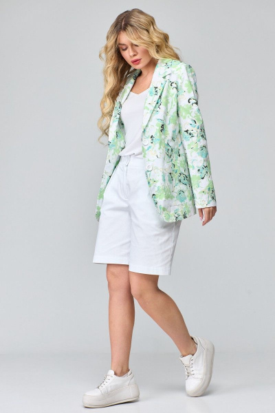 Летний комплект из жакета и шорт с мягкими складками и поясом Angelina & Сompany 835 - фото 7