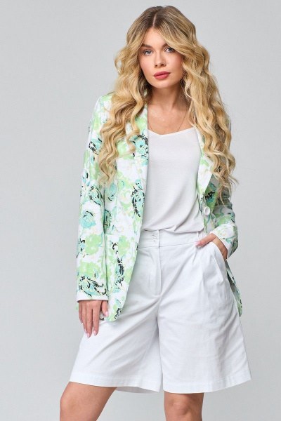 Летний комплект из жакета и шорт с мягкими складками и поясом Angelina & Сompany 835 - фото 5