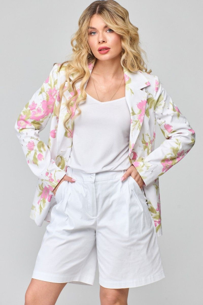 Комплект из жакета и шорт из хлопковой ткани с классическим кроем Angelina & Сompany 837 - фото 6