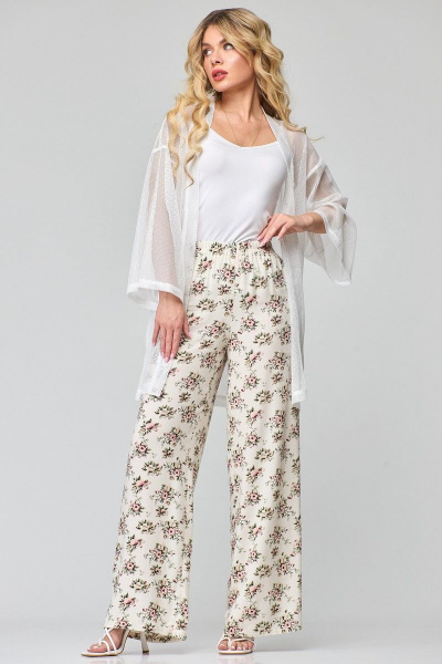 Широкие хлопковые брюки с резинкой на поясе Angelina & Сo 855 - фото 5