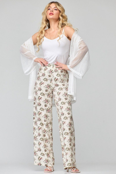 Широкие хлопковые брюки с резинкой на поясе Angelina & Сo 855 - фото 1