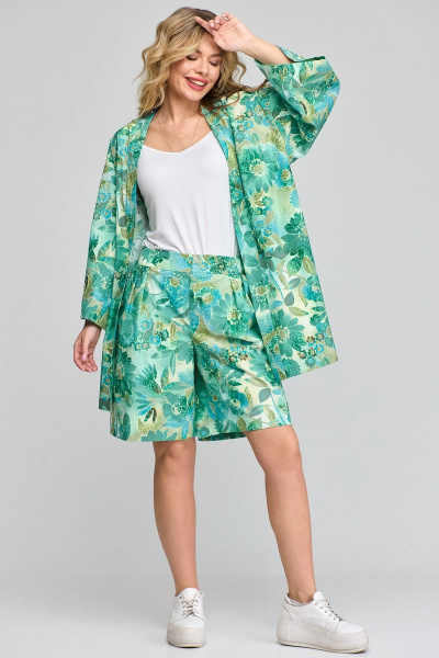 Летний комплект с блузоном-кимоно и шортами из хлопка Angelina & Сompany 859 - фото 8