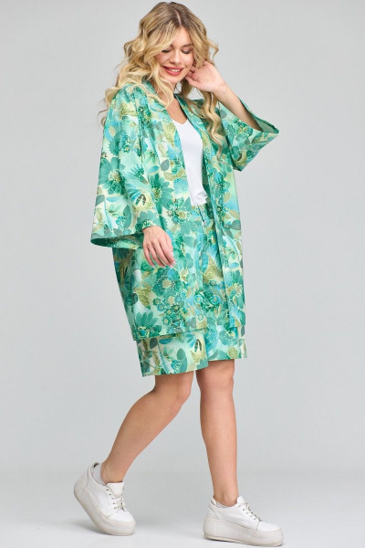 Летний комплект с блузоном-кимоно и шортами из хлопка Angelina & Сompany 859 - фото 4