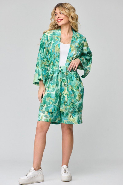 Летний комплект с блузоном-кимоно и шортами из хлопка Angelina & Сompany 859 - фото 3