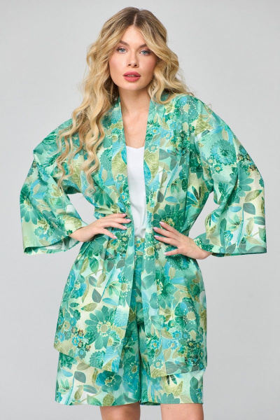 Летний комплект с блузоном-кимоно и шортами из хлопка Angelina & Сompany 859 - фото 1
