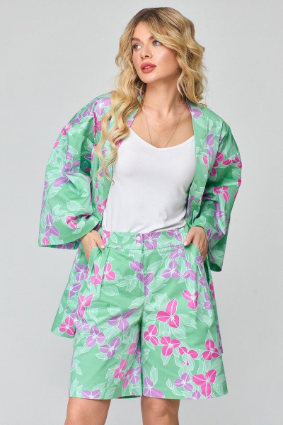 Джинсовые шорты-бермуды с мягкими складками и поясом Angelina & Сo 861 - фото 1