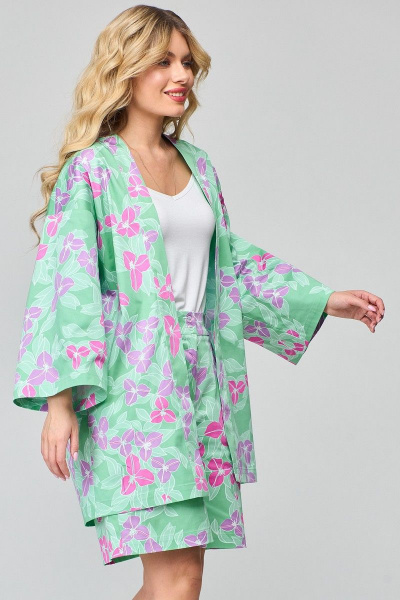 Летний комплект из блузона-кимоно и шорт с поясом из хлопка Angelina & Сompany 862 - фото 6