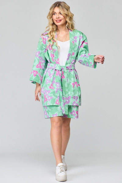 Летний комплект из блузона-кимоно и шорт с поясом из хлопка Angelina & Сompany 862 - фото 4