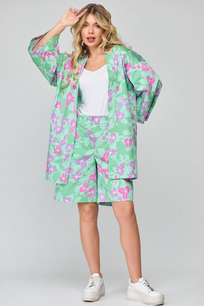 Летний комплект из блузона-кимоно и шорт с поясом из хлопка Angelina & Сompany 862 - фото 3