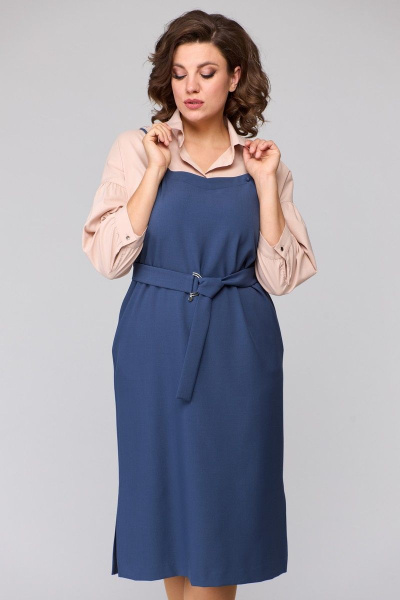 Дизайнерское прямое платье из хлопка и костюмной ткани Karina deLux M-1135 графит - фото 5