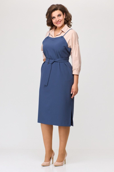 Дизайнерское прямое платье из хлопка и костюмной ткани Karina deLux M-1135 графит - фото 4