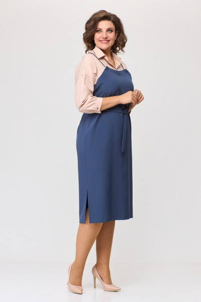 Дизайнерское прямое платье из хлопка и костюмной ткани Karina deLux M-1135 графит - фото 3