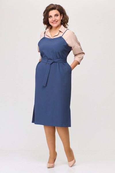 Дизайнерское прямое платье из хлопка и костюмной ткани Karina deLux M-1135 графит - фото 2