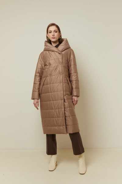 пальто демисезонное на каждый день из плащёвой ткани Elema 5-12592-1-164 верблюд - фото 1