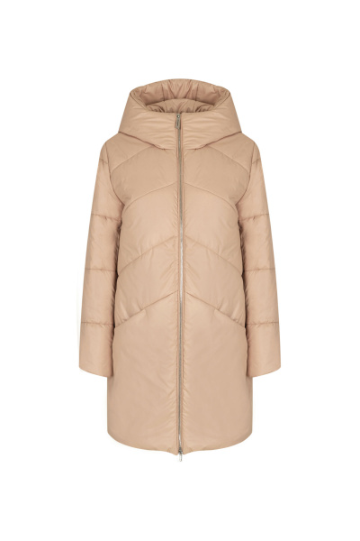 Бежевое короткое пальто из пальтовой ткани Elema 5-12783-1-164 пшеничный - фото 4