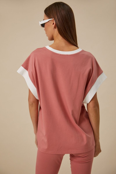 майка oversize с контрастной манжетой KOSKA 297 - фото 2