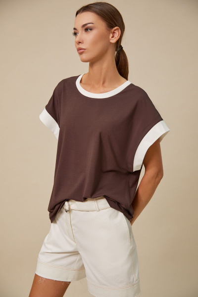 майка oversize с контрастной манжетой KOSKA 297.1 - фото 1