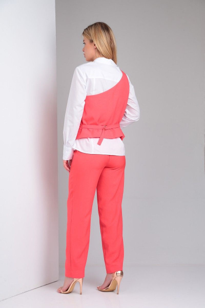 Летний костюм из костюмной ткани с блузкой и брюками Takka Plus 23-191 - фото 6