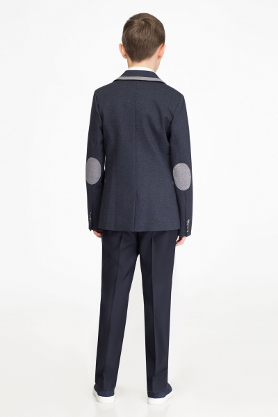 Демисезонный трикотажный пиджак с шлицами и прорезными карманами Panda Kids 37630-140 Синий - фото 2