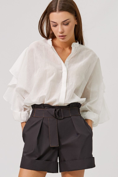 Блуза белая с воротником-стойкой и цельнокроенными рукавами Rivoli 2332.1 белый - фото 4