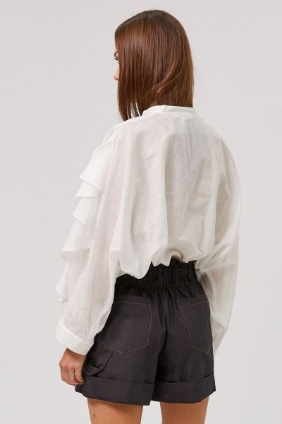 Блуза белая с воротником-стойкой и цельнокроенными рукавами Rivoli 2332.1 белый - фото 3