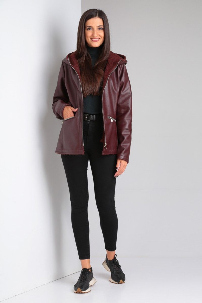 Короткая дубленка с рельефами и разрезными карманами для сезона Celentano 2030.1 шоколад - фото 12