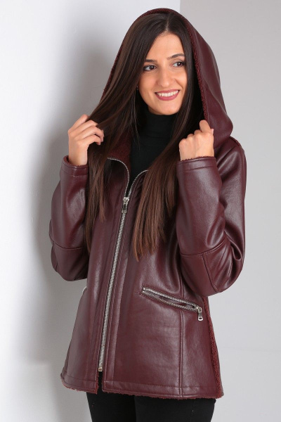 Короткая дубленка с рельефами и разрезными карманами для сезона Celentano 2030.1 шоколад - фото 11