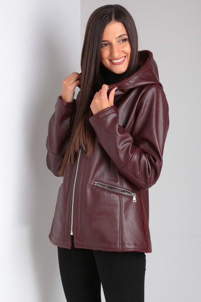 Короткая дубленка с рельефами и разрезными карманами для сезона Celentano 2030.1 шоколад - фото 9