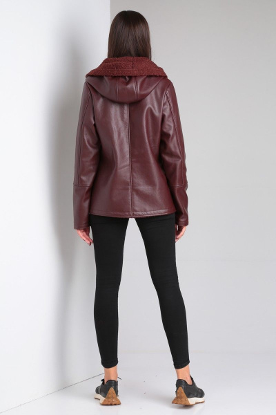 Короткая дубленка с рельефами и разрезными карманами для сезона Celentano 2030.1 шоколад - фото 2