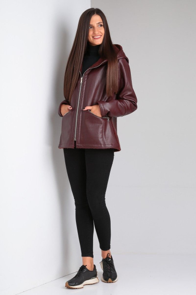 Короткая дубленка с рельефами и разрезными карманами для сезона Celentano 2030.1 шоколад - фото 7