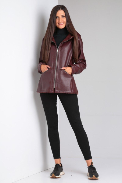 Короткая дубленка с рельефами и разрезными карманами для сезона Celentano 2030.1 шоколад - фото 1