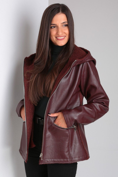 Короткая дубленка с рельефами и разрезными карманами для сезона Celentano 2030.1 шоколад - фото 6