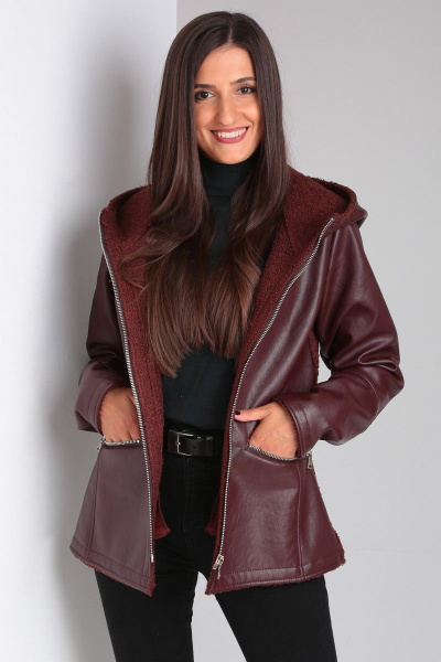 Короткая дубленка с рельефами и разрезными карманами для сезона Celentano 2030.1 шоколад - фото 5