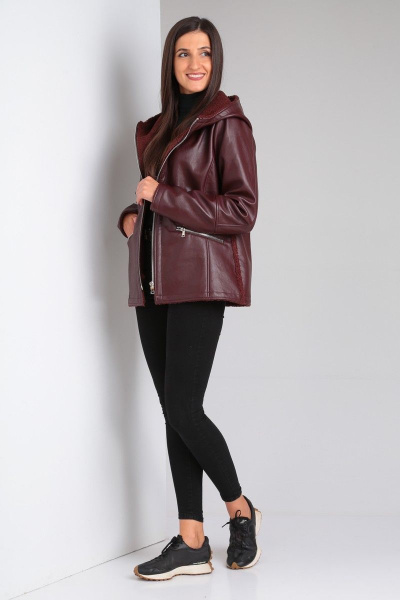 Короткая дубленка с рельефами и разрезными карманами для сезона Celentano 2030.1 шоколад - фото 4