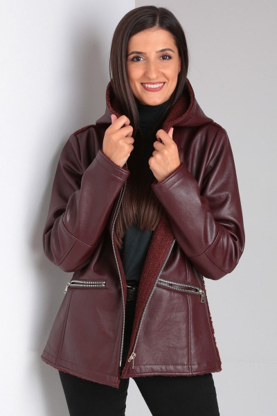 Короткая дубленка с рельефами и разрезными карманами для сезона Celentano 2030.1 шоколад - фото 3