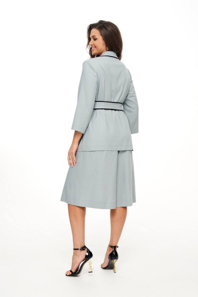 Бежевые широкие шорты из льняного текстиля с карманами Beautiful&Free 6023/2 серо-голубой - фото 5