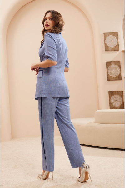 Голубые брюки из текстиля с резинкой и наклонными карманами Lissana 4680/2 - фото 2