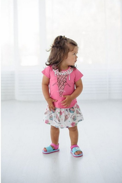 Детская розовая майка из трикотажа с водной печатью Bell Bimbo 170034 розовый - фото 1