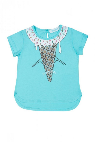 Майка для девочки из трикотажа с водной печатью Bell Bimbo 170034 св.бирюза - фото 1