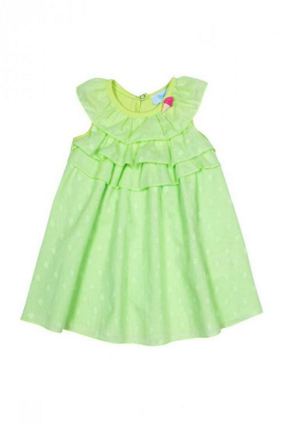 Платье для девочки из муслина с декоративной пуговицей и пуговицами Bell Bimbo 171022 салат - фото 1