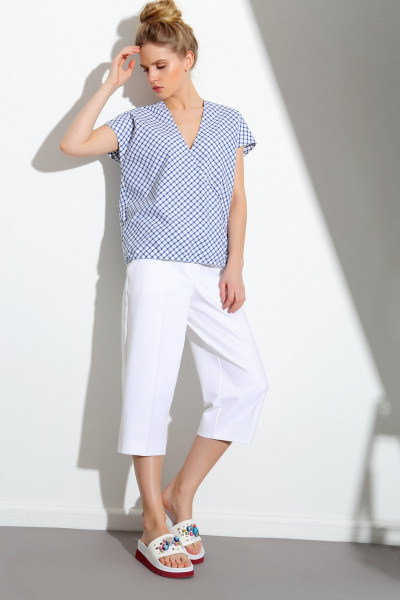 Блуза Nova Line 2679 клетка_синяя - фото 1