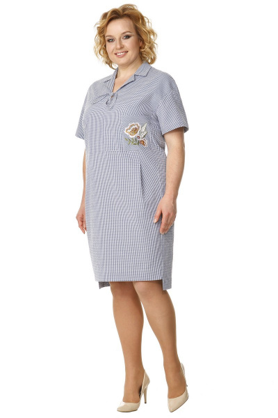 Платье Линия Л Б-1570 клетка+яркий_цветок - фото 1